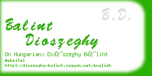 balint dioszeghy business card