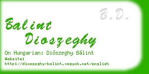 balint dioszeghy business card